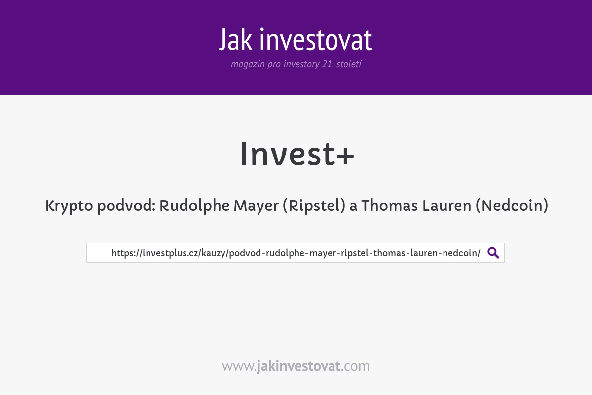 Krypto podvod: Rudolphe Mayer (Ripstel) a Thomas Lauren (Nedcoin)