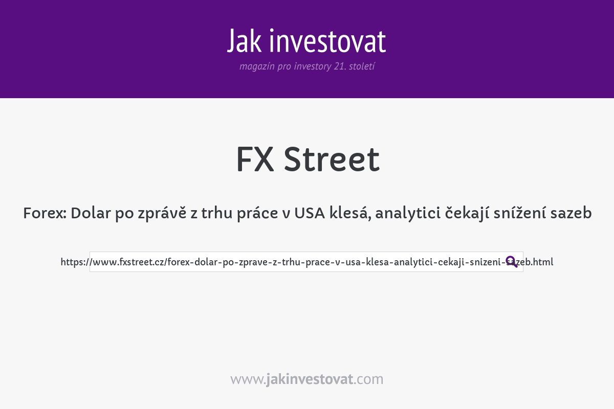 Forex: Dolar po zprávě z trhu práce v USA klesá, analytici čekají snížení sazeb